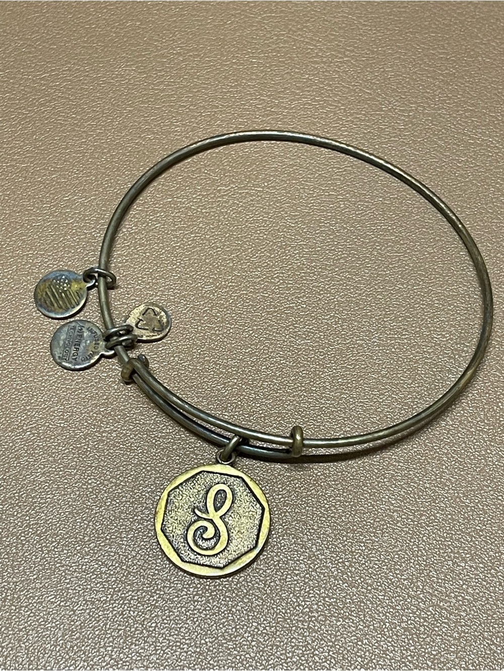 Alex and Ani Initial "S" Script Charm Bangle